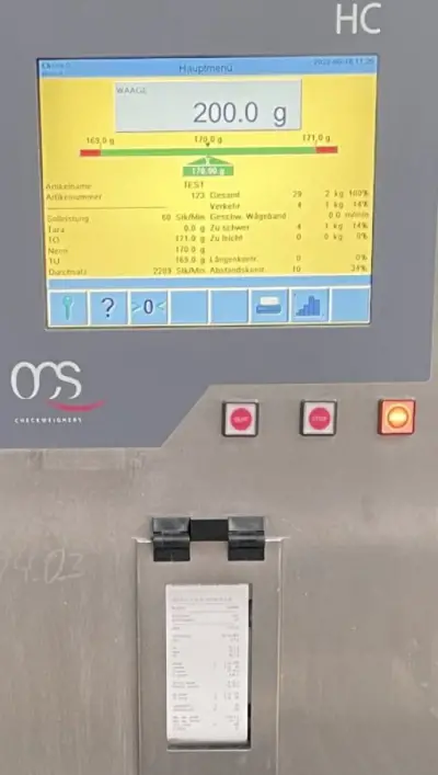 R15598D - OCS HC Checkweigher with printer 10 - 1,500g